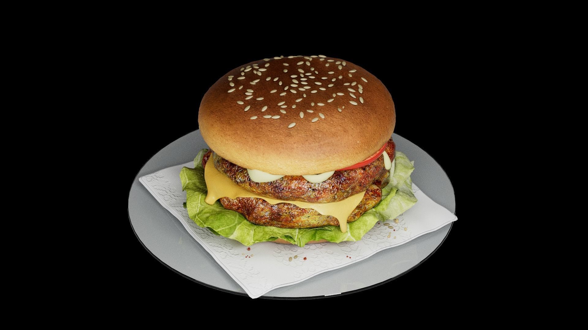 Hamburger classic 2 3D model_4