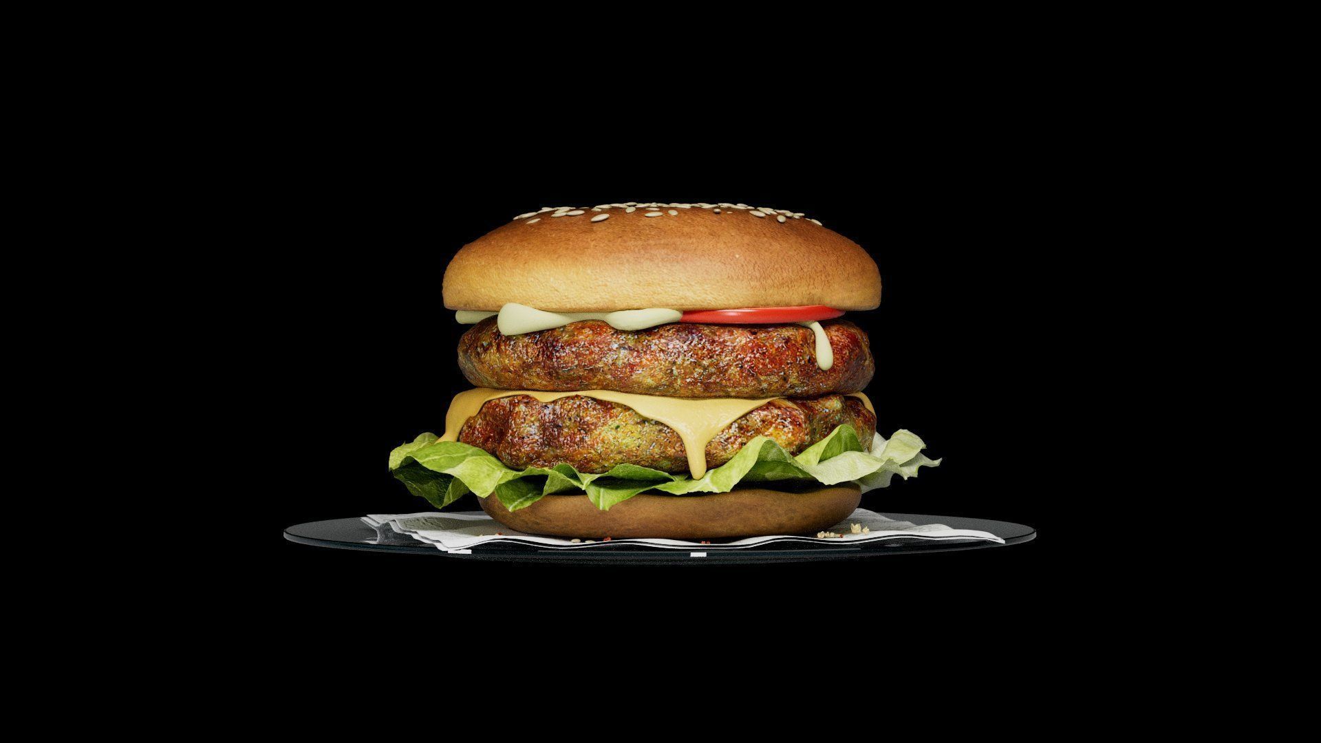 Hamburger classic 2 3D model_1