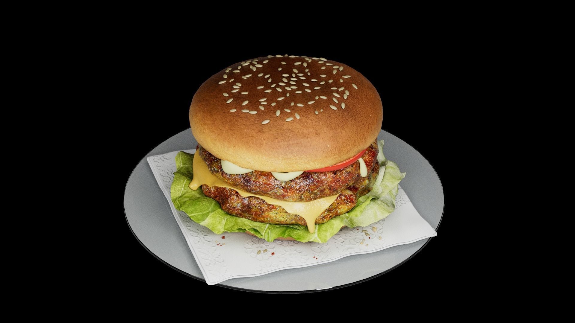Hamburger classic 2 3D model_2