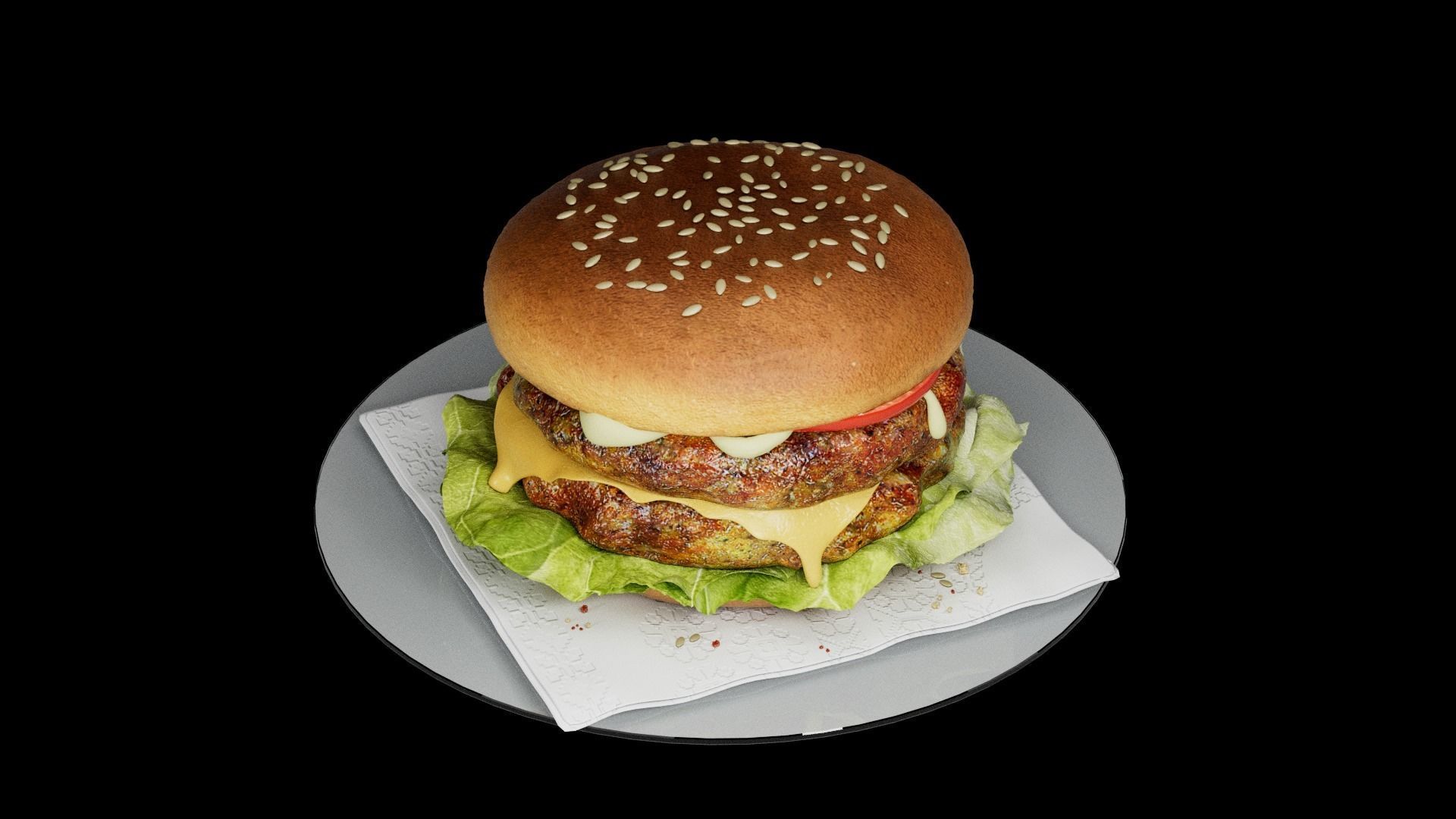 Hamburger classic 2 3D model_3