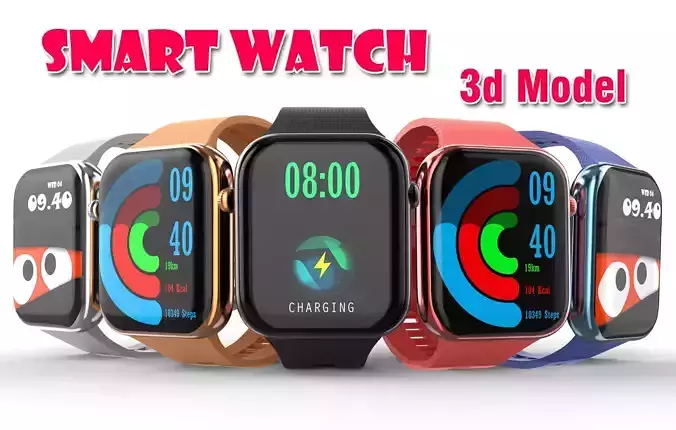Garmin Apple  Sport Smart Pink Gold running Watch Low-poly 3D model