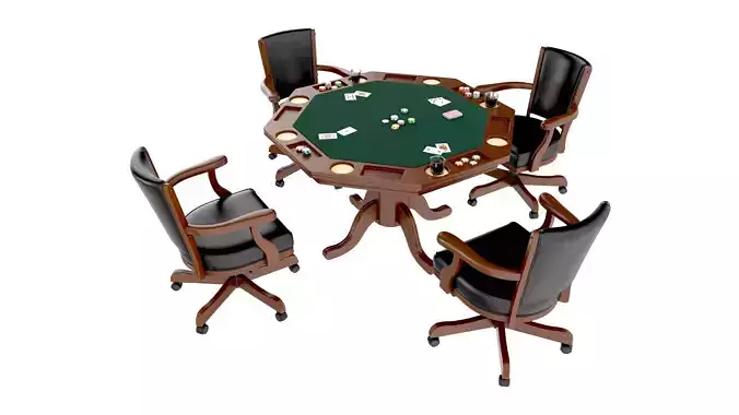 Poker Table Octagonal with Chairs