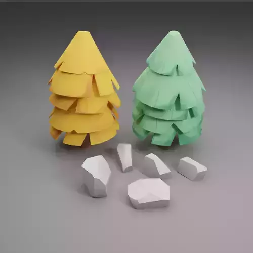 Stylized Tree and Rock