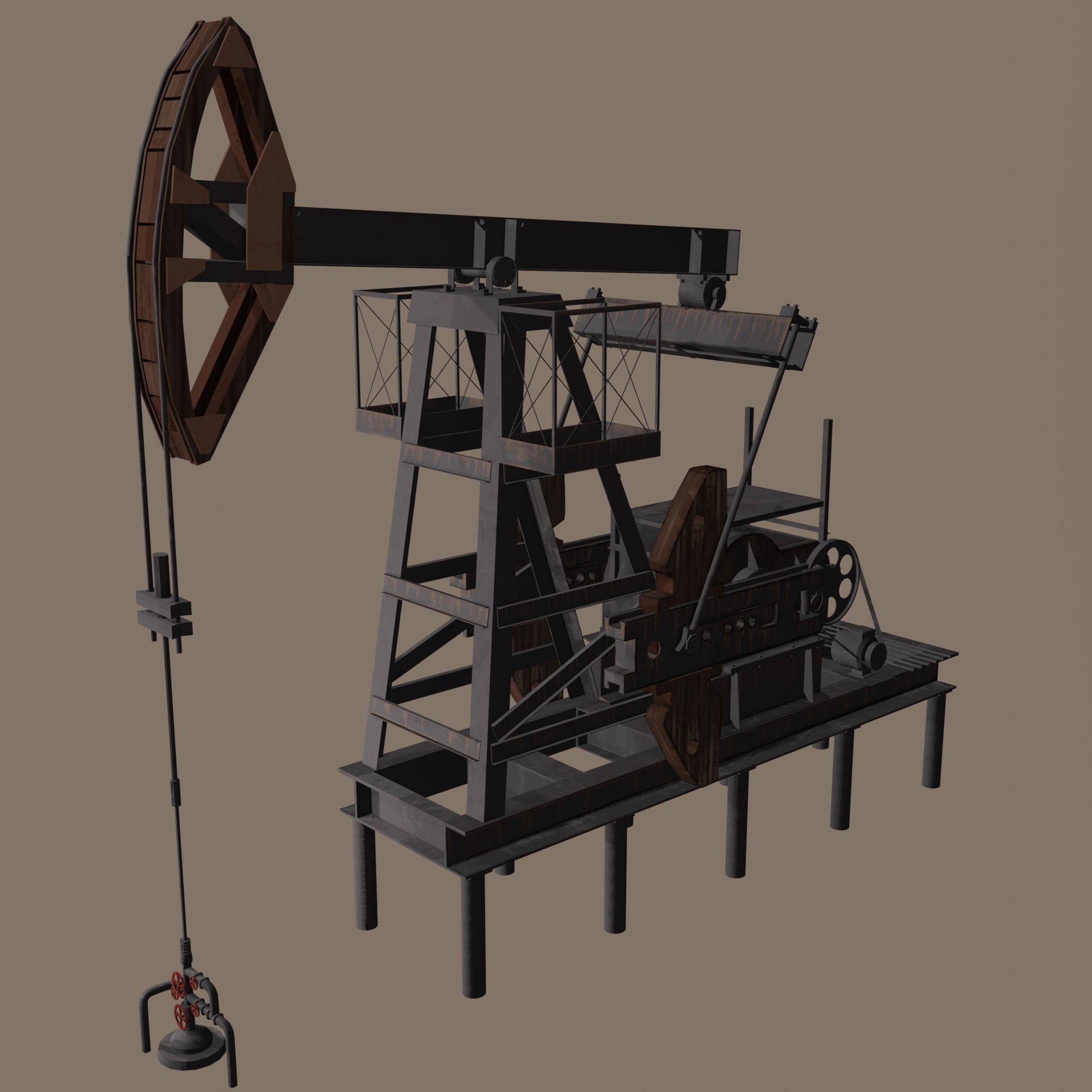 Oil Extractor Low-Poly Low-poly 3D model_1