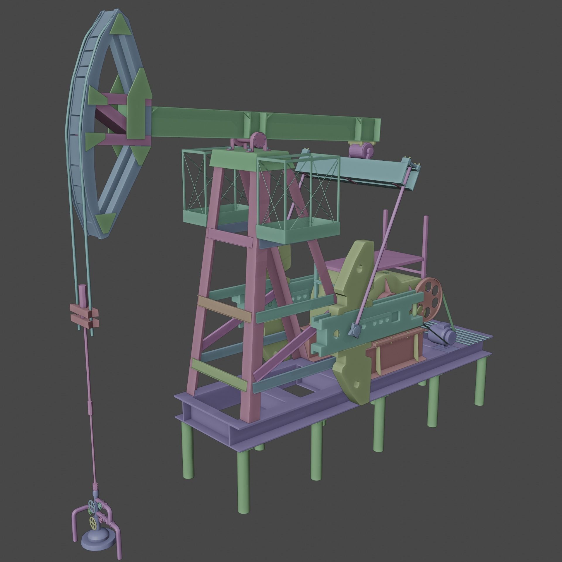 Oil Extractor Low-Poly Low-poly 3D model_10