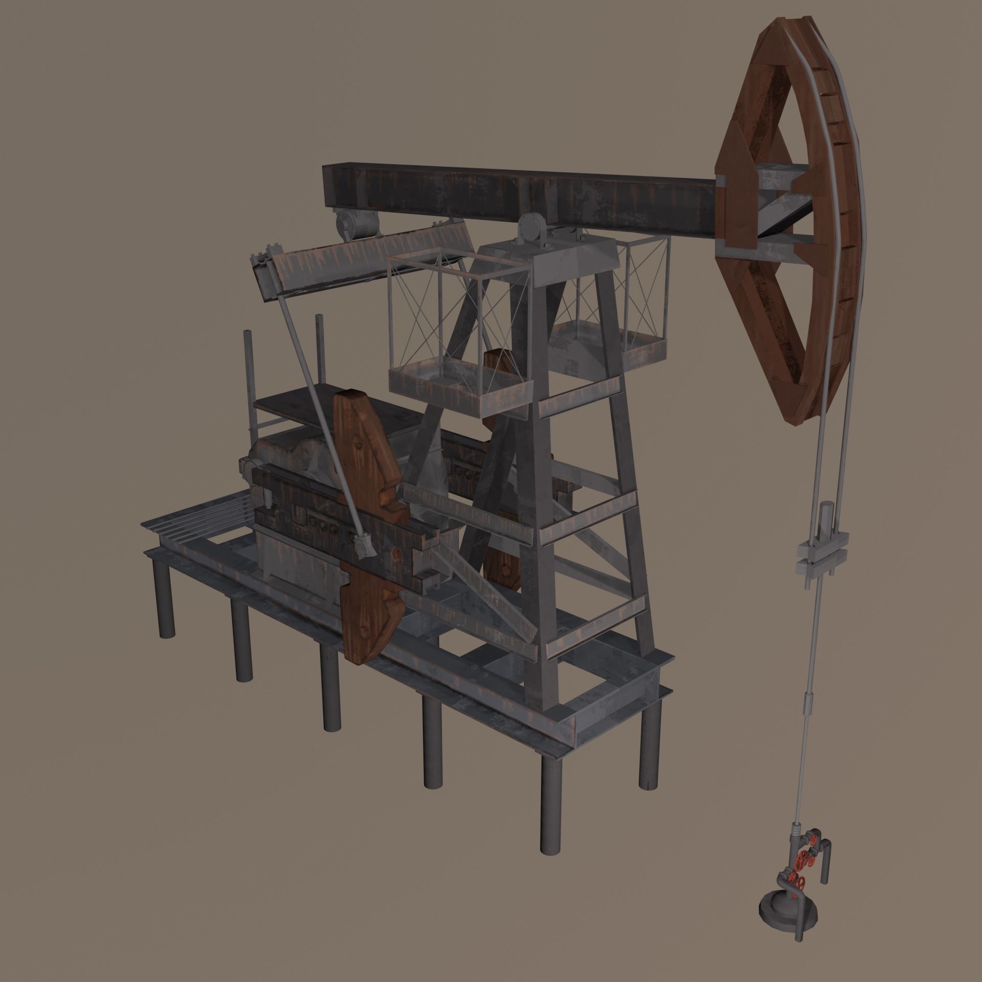 Oil Extractor Low-Poly Low-poly 3D model_3