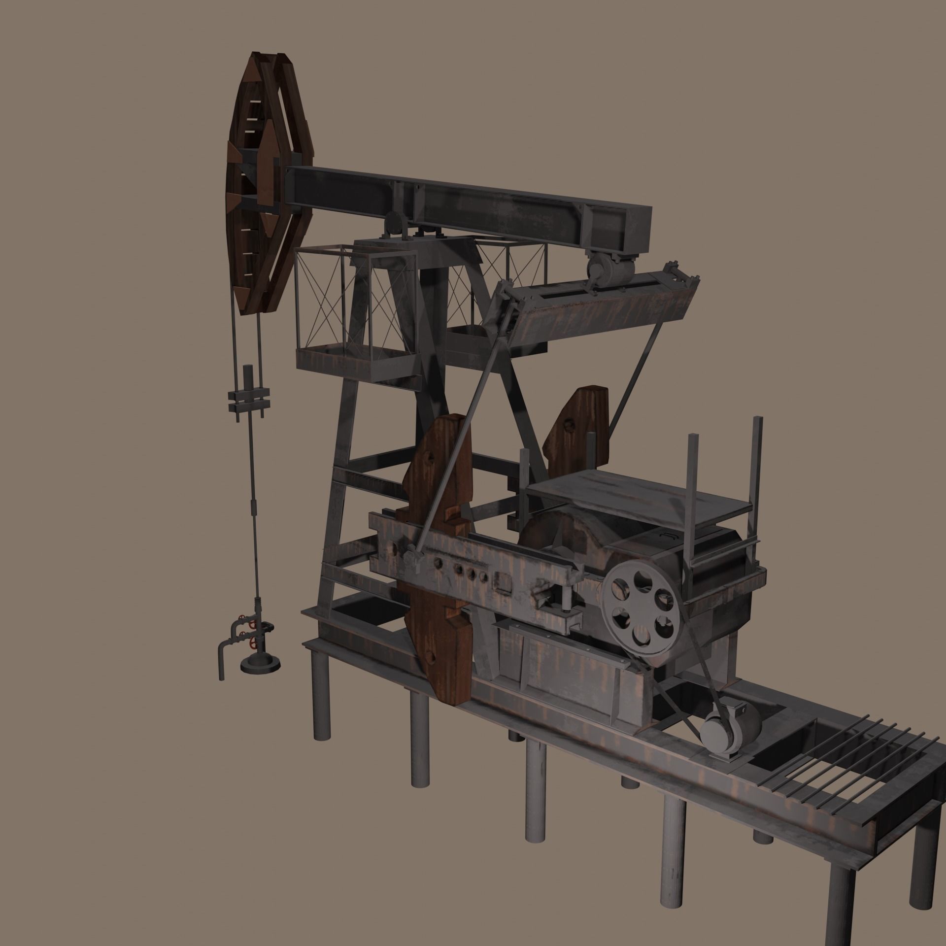 Oil Extractor Low-Poly Low-poly 3D model_2