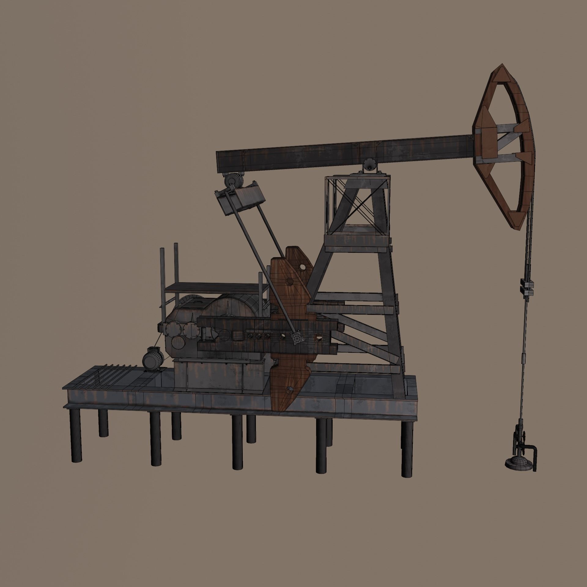 Oil Extractor Low-Poly Low-poly 3D model_9
