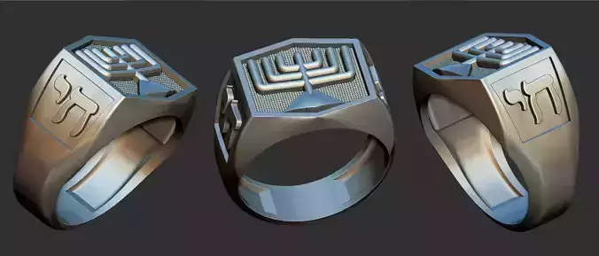 Chai Menorah Ring 3D print model