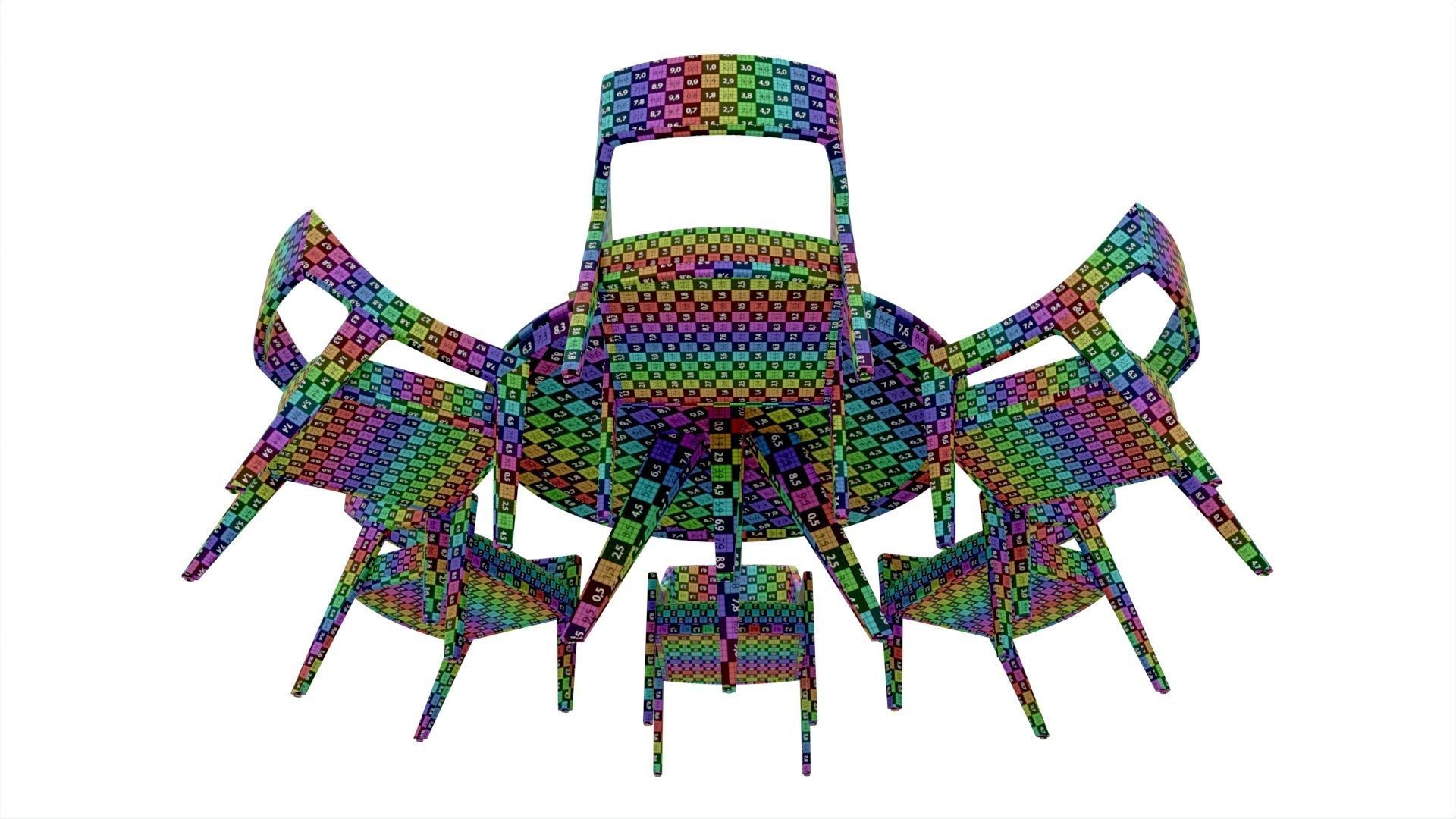 Poker Table Round with Chairs Full Set 3D model_9