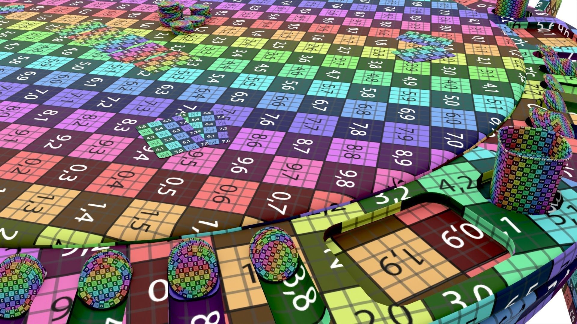 Poker Table Round with Chairs Full Set 3D model_10