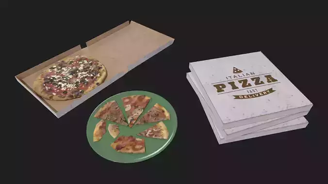 Lowpoly Pizza Pack Low-poly 3D model