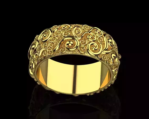 Gold ring with a pattern 16388
