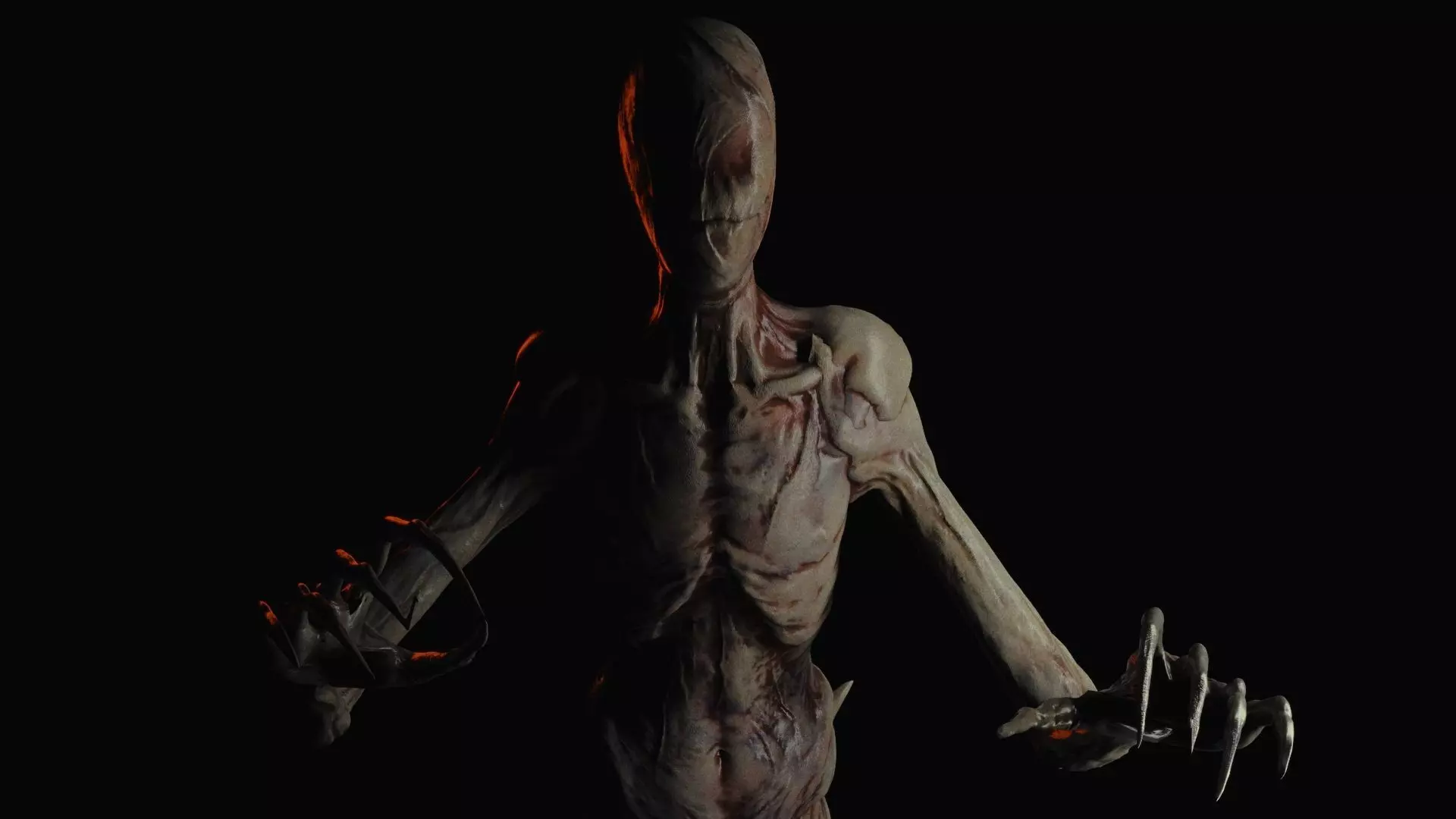 Creepy Scary surrealistic horror monster creature 3D model_0