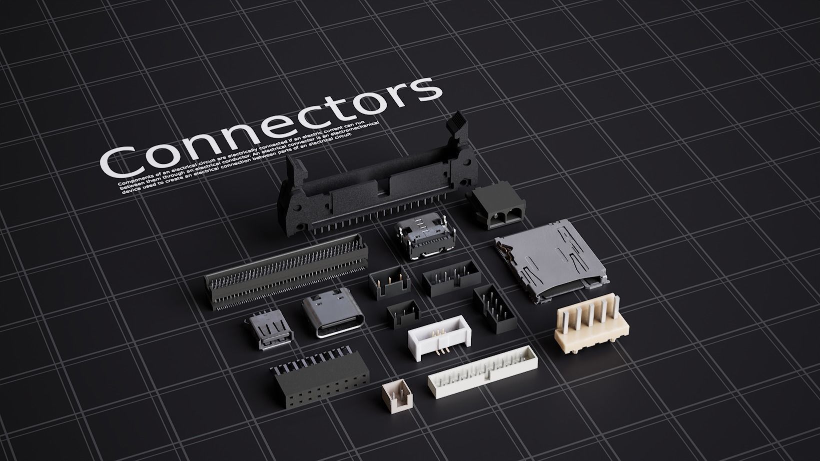 Electronic Components  Low-poly 3D model_4