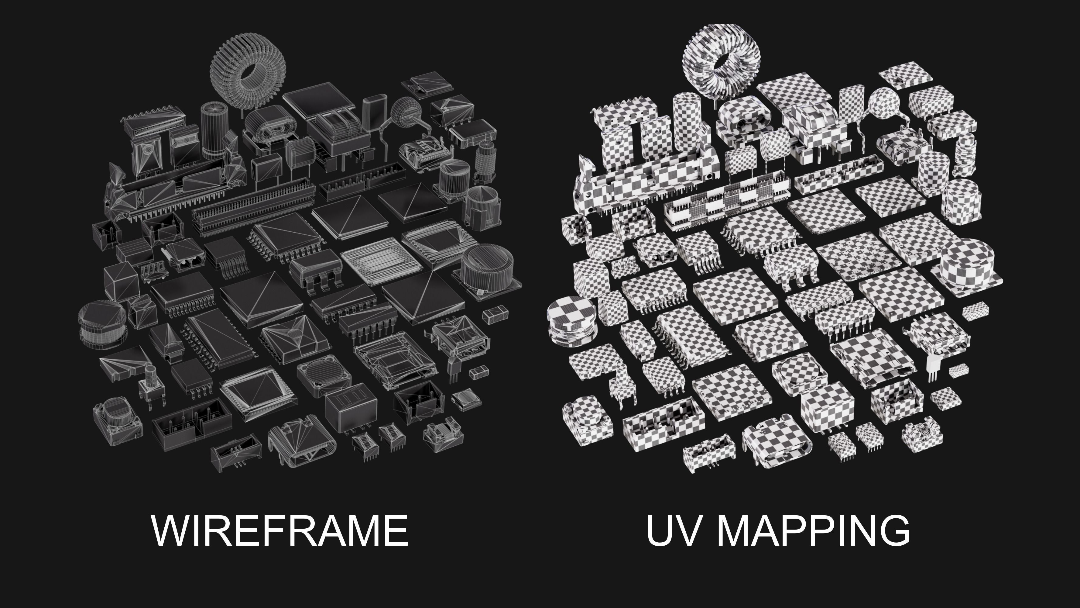Electronic Components  Low-poly 3D model_5