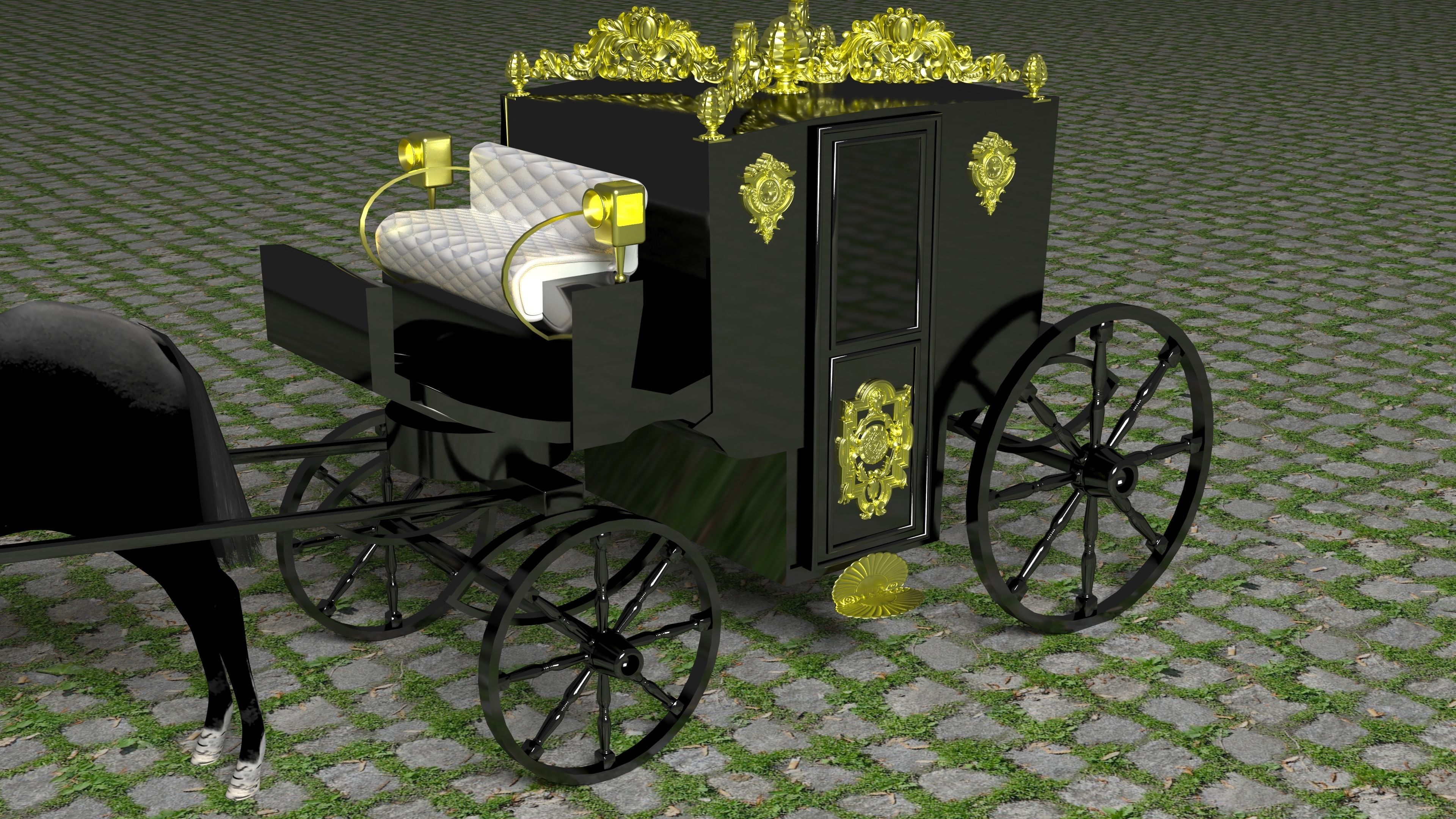 Vintage Carriage 4K 3D model_3