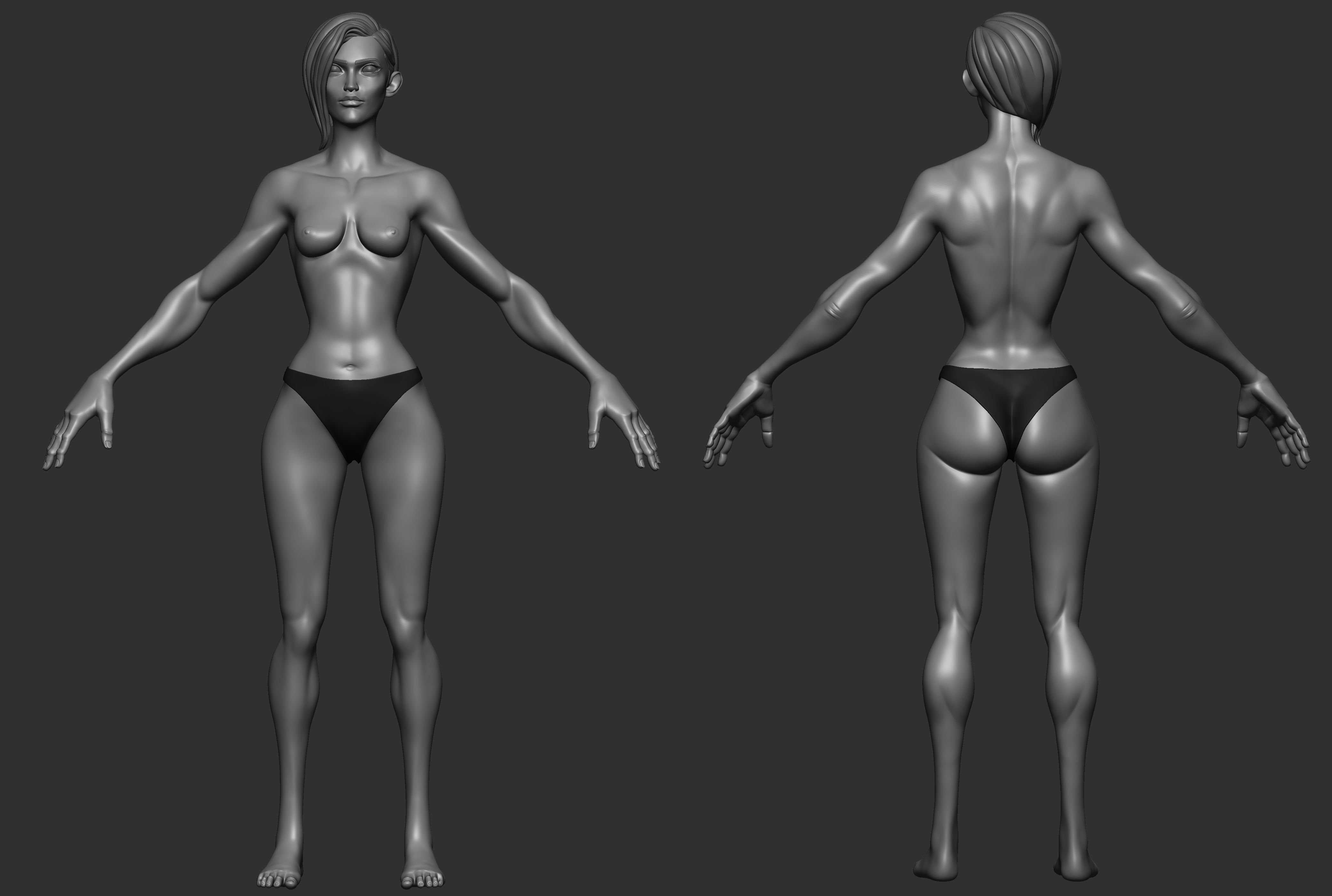 Stylized Female basemesh 3D model_5