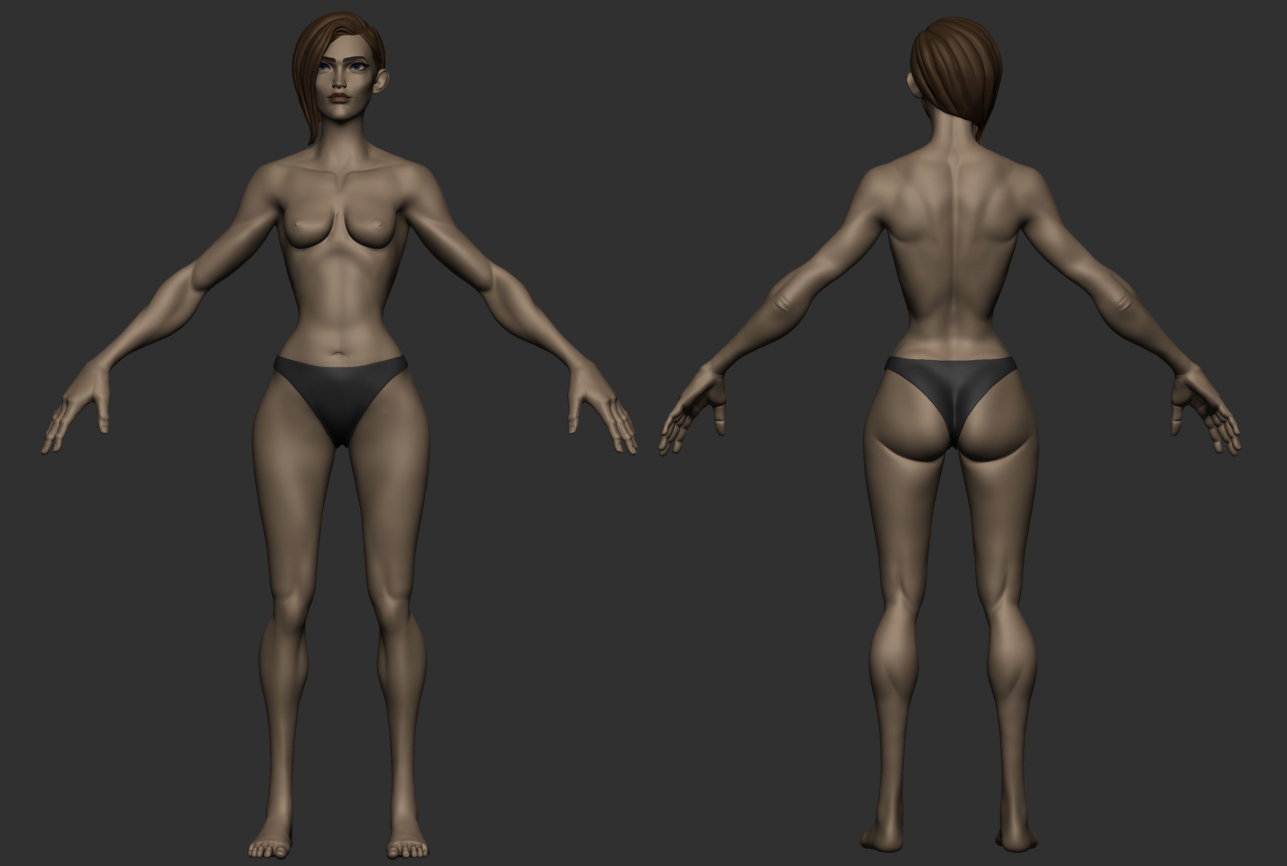 Stylized Female basemesh 3D model_2