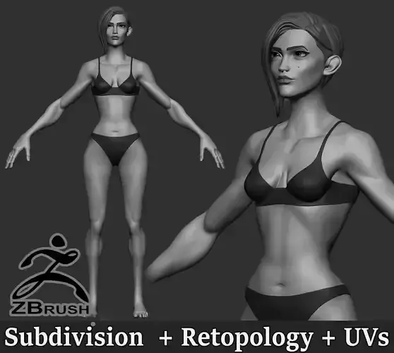Stylized Female basemesh 3D model Stylized Female basemesh 3D model