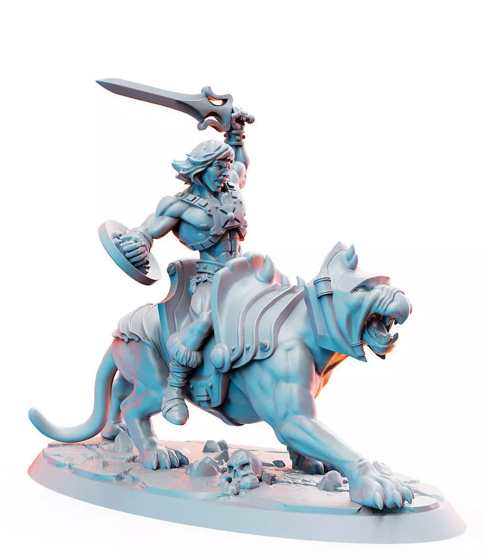 He-Man on Battle Cat Masters of the Universe 32mm Pre-supported 3D print model_0