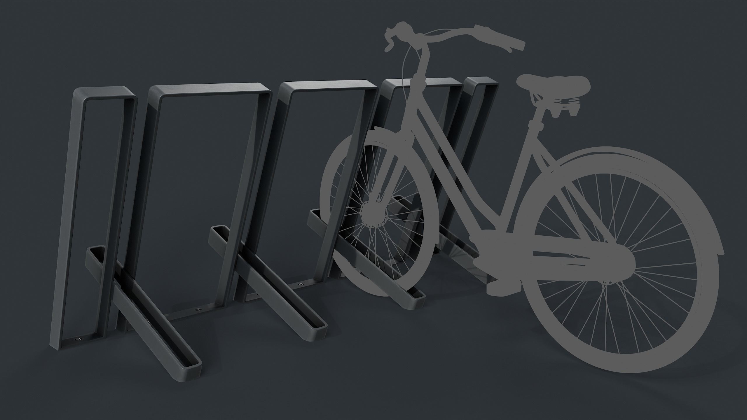 Bike Rack 12 PBR Game Ready Low-poly 3D model_2