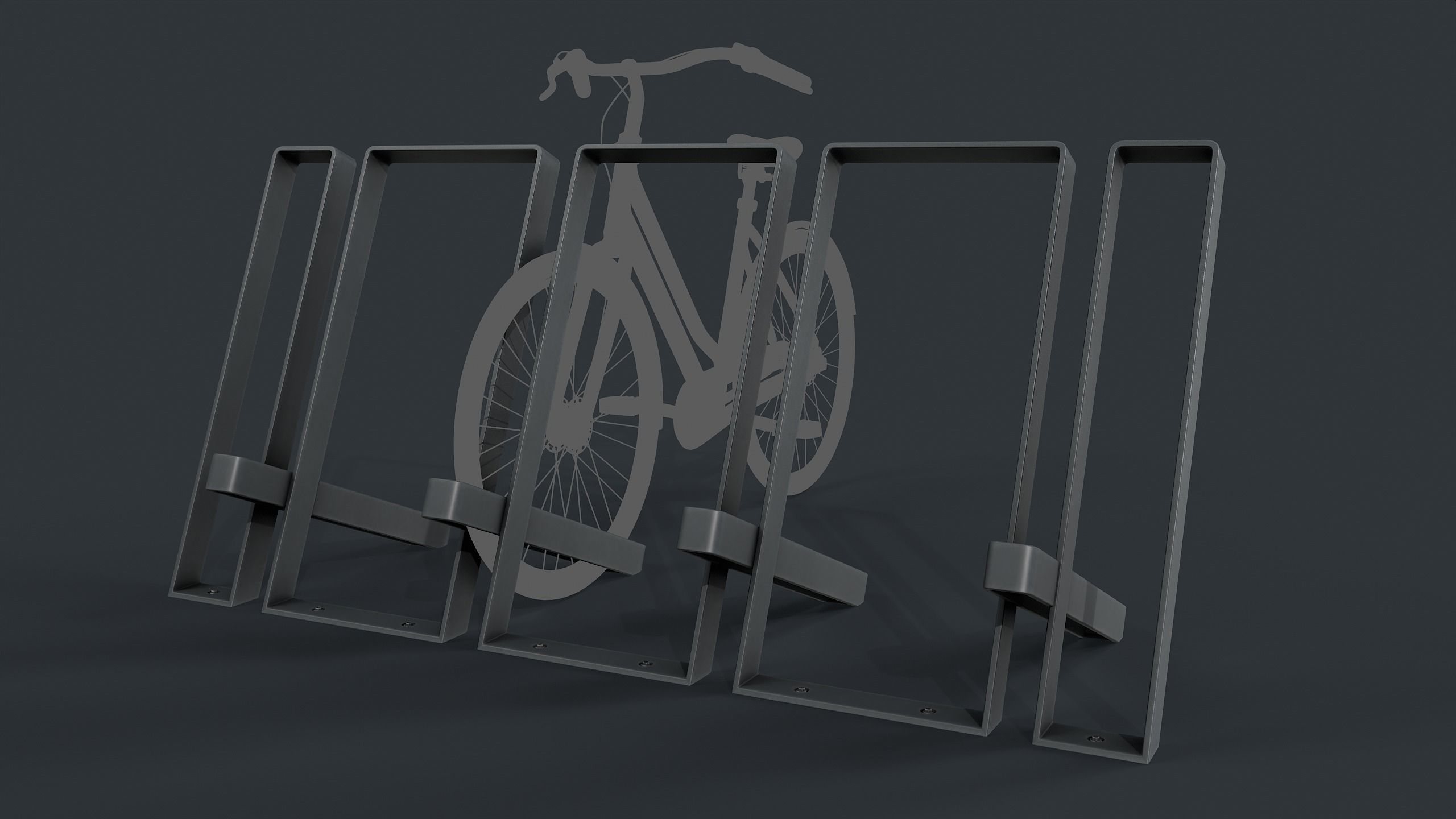 Bike Rack 12 PBR Game Ready Low-poly 3D model_3