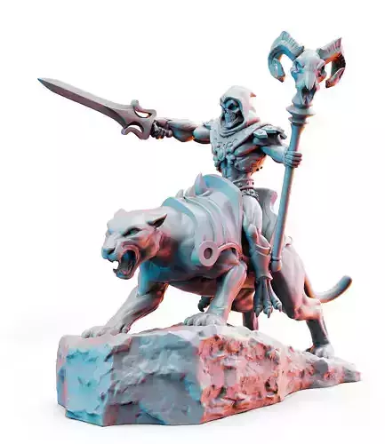 Skeletor on Panthro Masters of the Universe 32mm Pre-supported