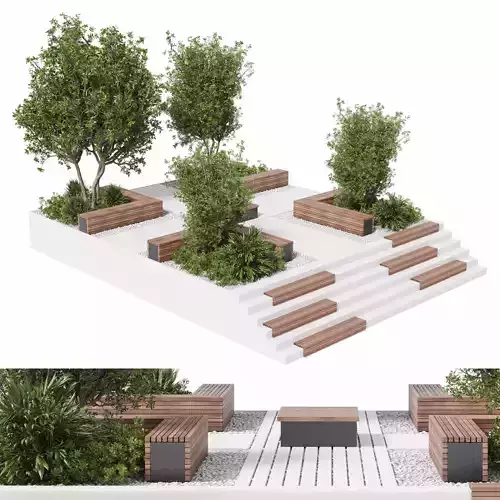 Urban Environment - Urban Furniture - Green Benches