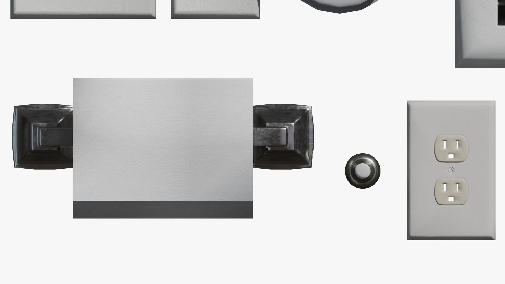 WALL PROPS 1 Light Switch Vent Toilet Paper Smoke Alarm Outlet Low-poly 3D model_13