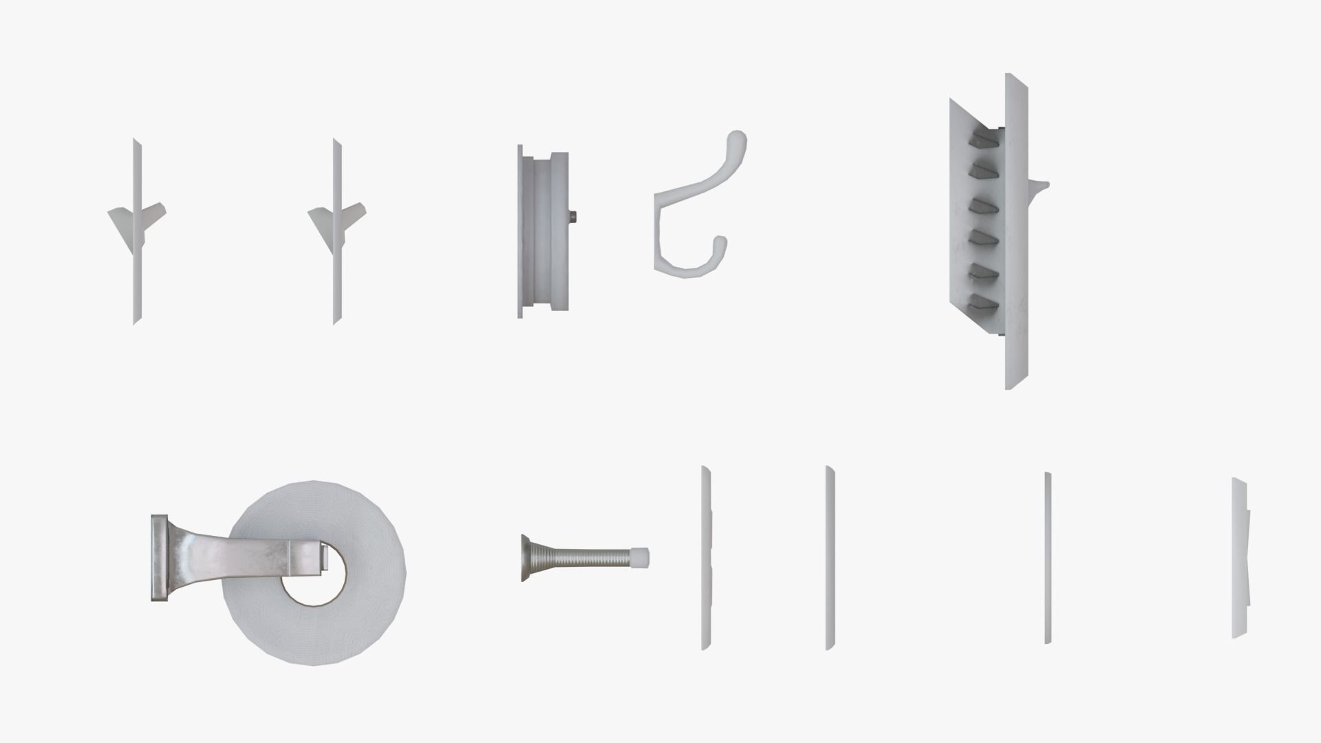 WALL PROPS 1 Light Switch Vent Toilet Paper Smoke Alarm Outlet Low-poly 3D model_1