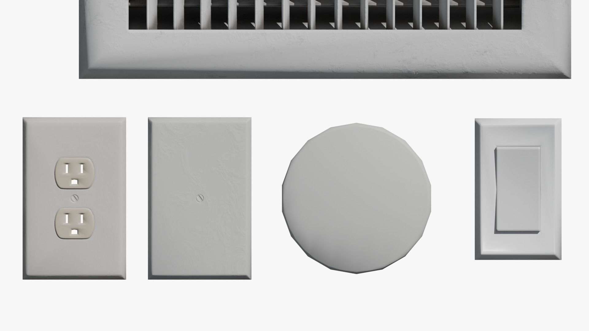 WALL PROPS 1 Light Switch Vent Toilet Paper Smoke Alarm Outlet Low-poly 3D model_14