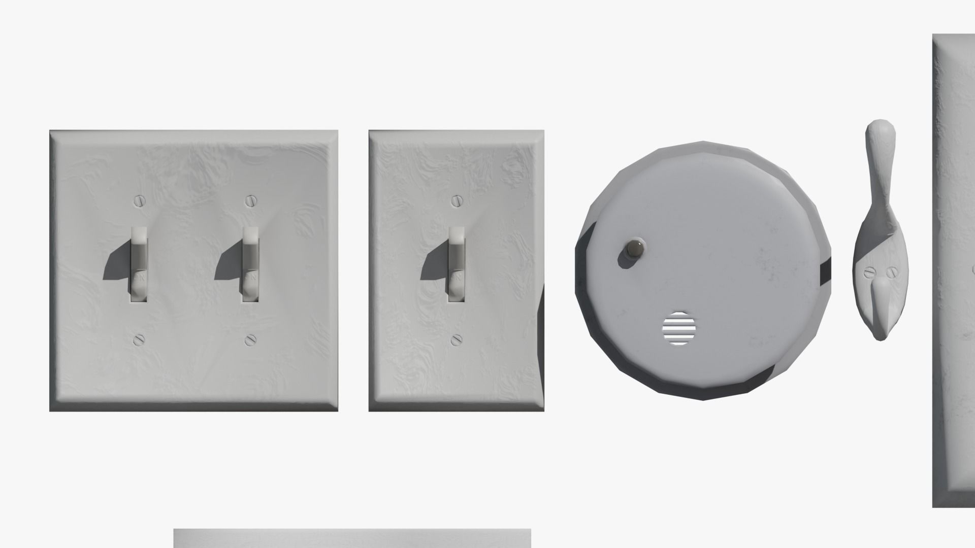 WALL PROPS 1 Light Switch Vent Toilet Paper Smoke Alarm Outlet Low-poly 3D model_11