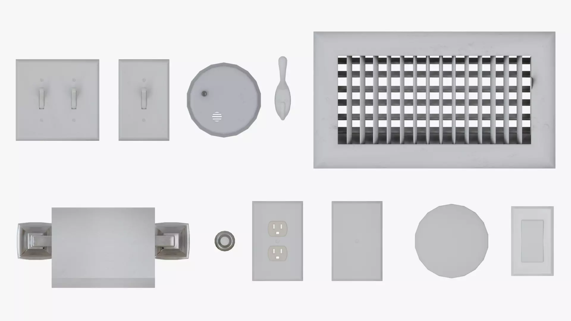 WALL PROPS 1 Light Switch Vent Toilet Paper Smoke Alarm Outlet Low-poly 3D model_0