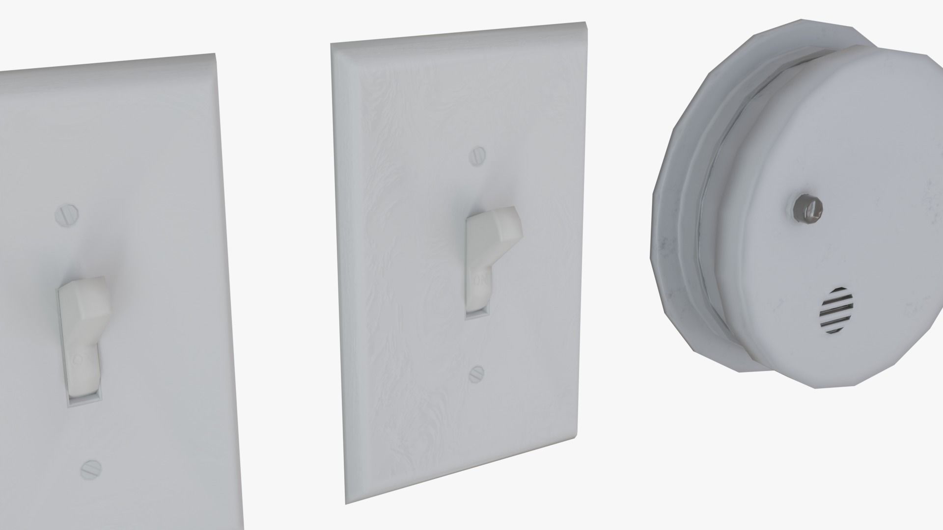 WALL PROPS 1 Light Switch Vent Toilet Paper Smoke Alarm Outlet Low-poly 3D model_17