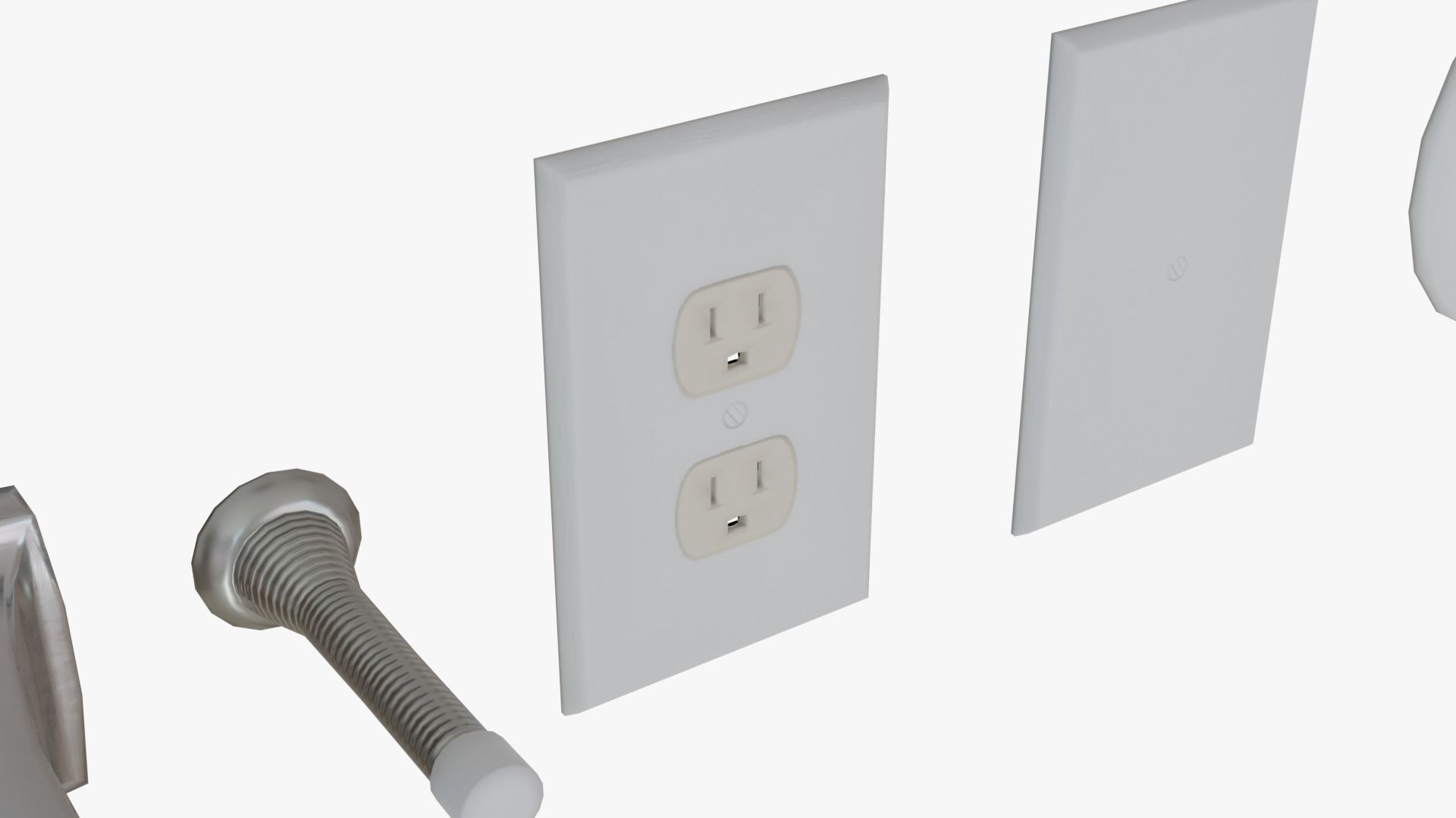 WALL PROPS 1 Light Switch Vent Toilet Paper Smoke Alarm Outlet Low-poly 3D model_10