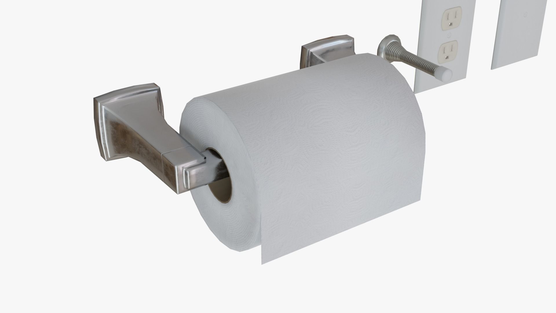 WALL PROPS 1 Light Switch Vent Toilet Paper Smoke Alarm Outlet Low-poly 3D model_6