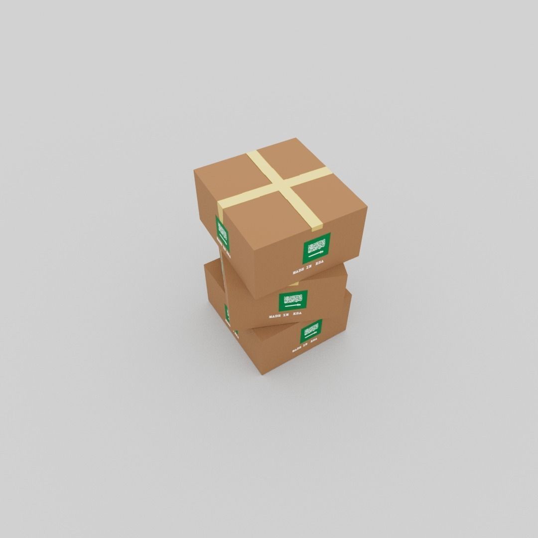 Saudi Arabia carton box Low-poly 3D model_1