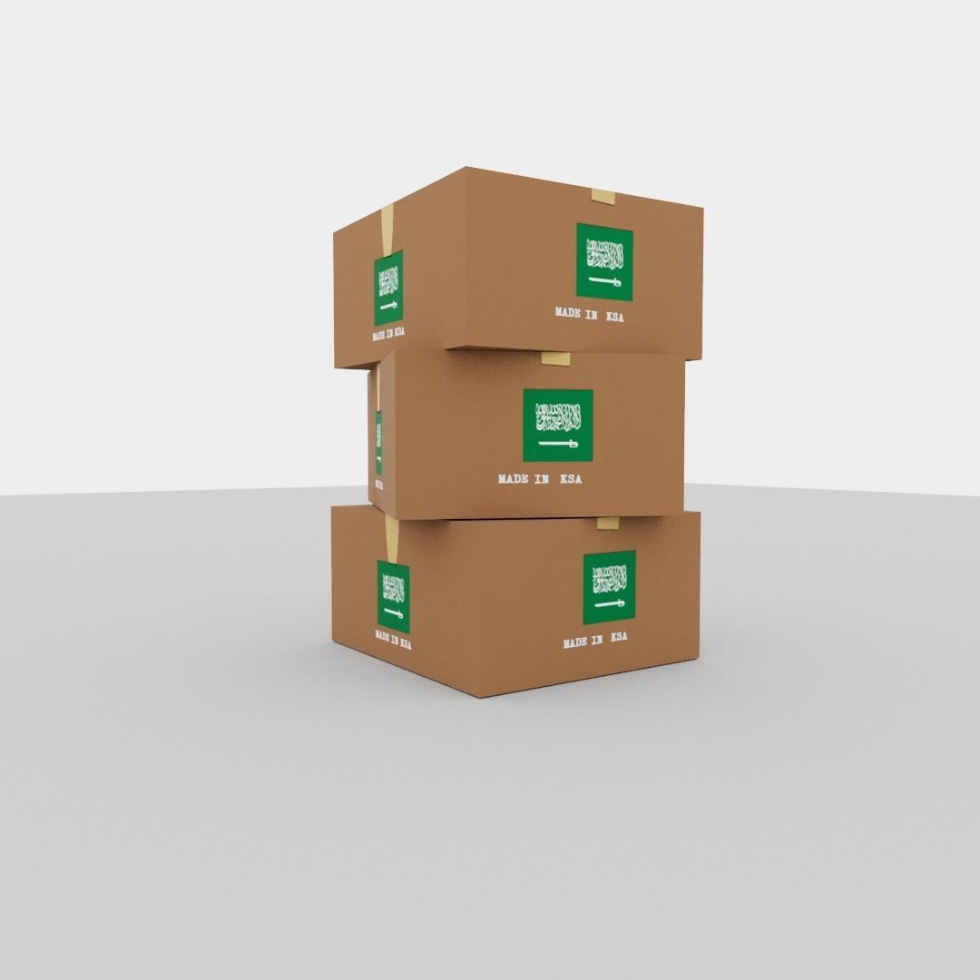Saudi Arabia carton box Low-poly 3D model_3
