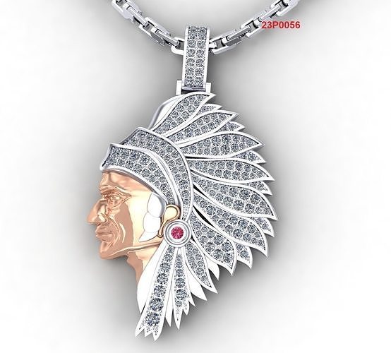 NATIVE INDIAN PENDANT FULL DIAMONDS 3D model 3D printable | CGTrader