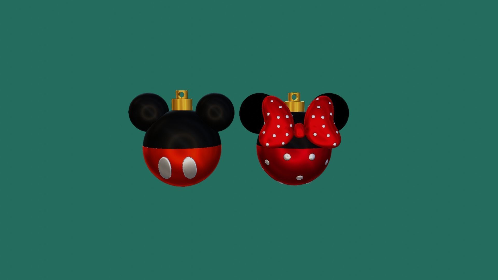 MICKEY AND MINNIE CHRISTMAS BALL 3D print model_7