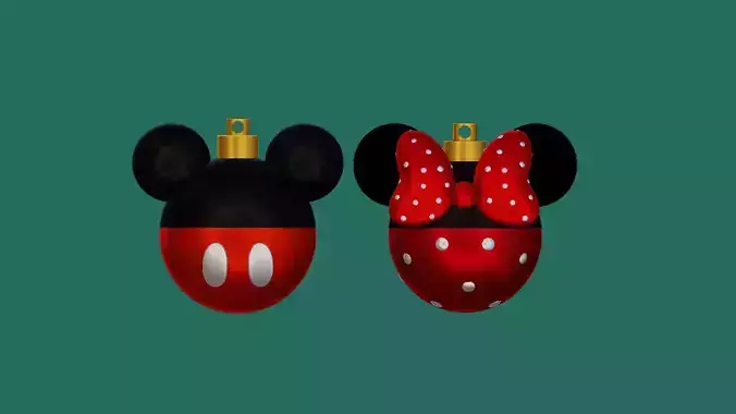 MICKEY AND MINNIE CHRISTMAS BALL 3D print model