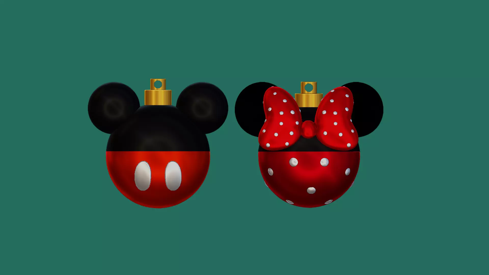 MICKEY AND MINNIE CHRISTMAS BALL 3D print model_0