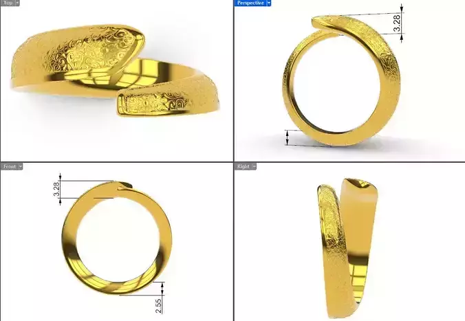 Textured Ring 3D print model 0001