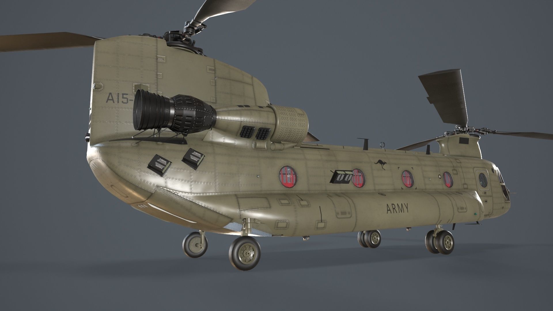  CH-47F Chinook Australian Army Complex Animation Low-poly 3D model_5