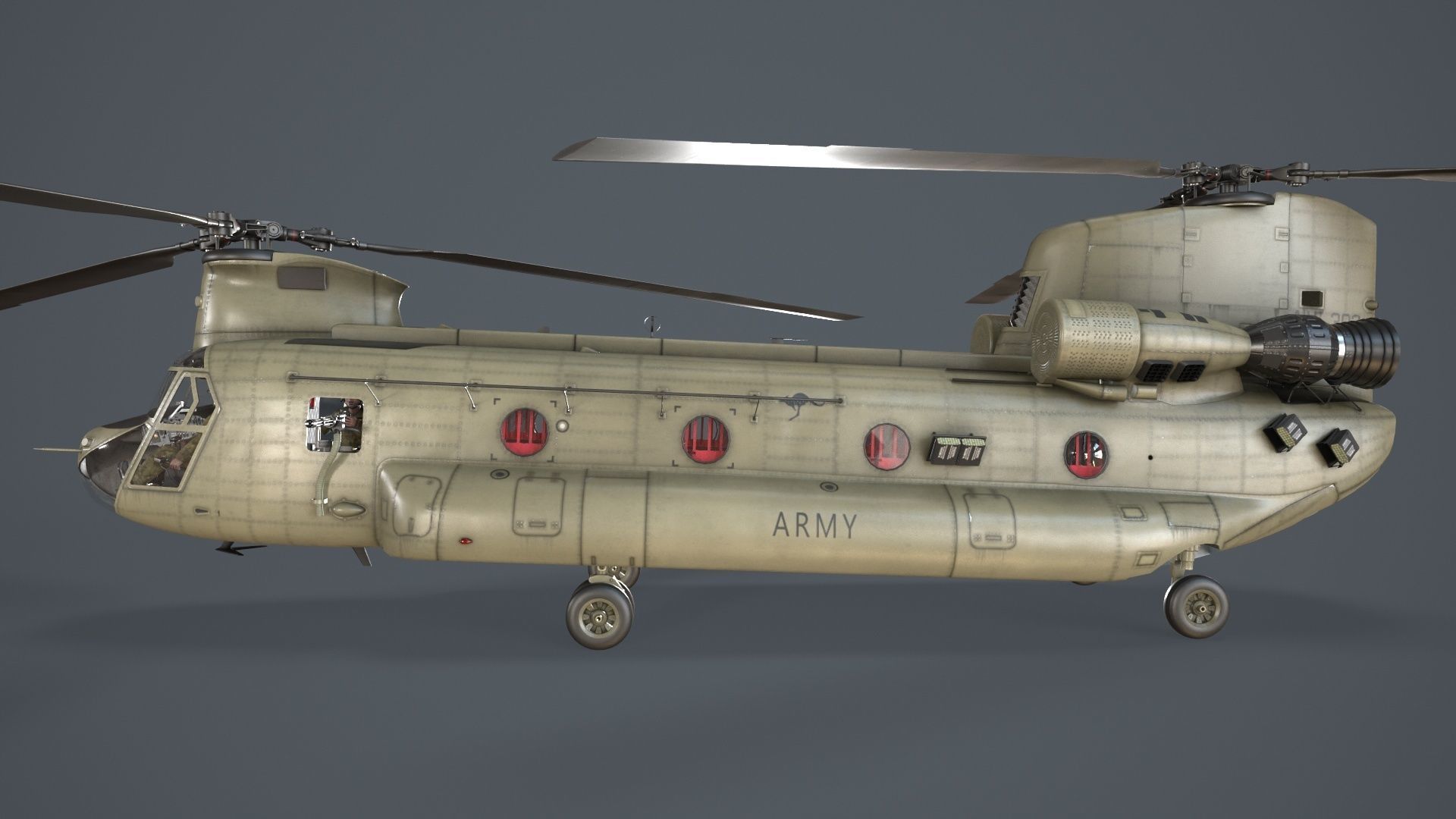  CH-47F Chinook Australian Army Complex Animation Low-poly 3D model_15