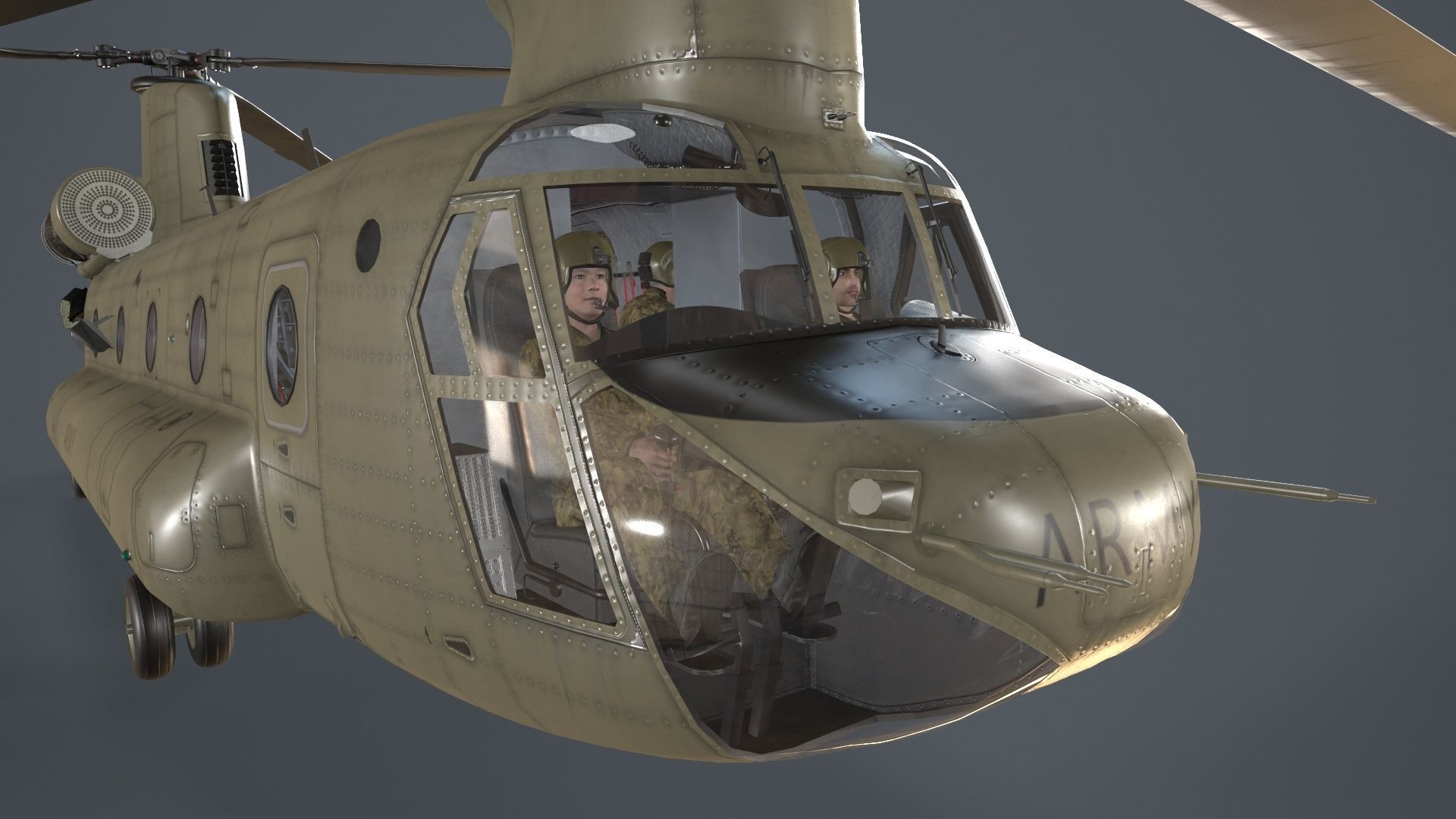  CH-47F Chinook Australian Army Complex Animation Low-poly 3D model_6