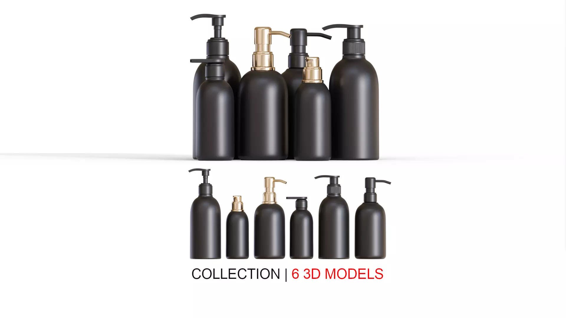 Black Pump Bottles 3D Model Collection_0