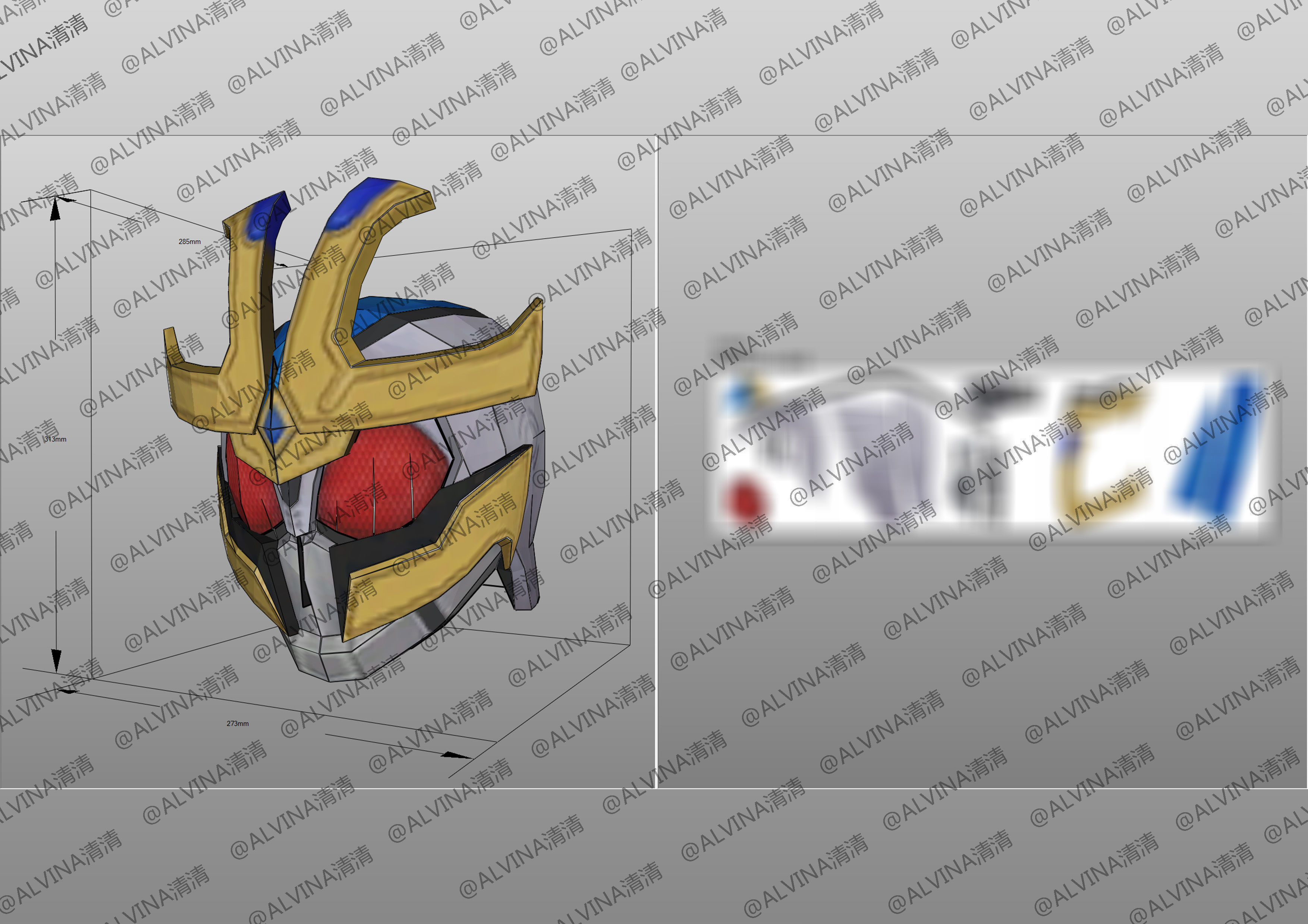Kamen Rider Ixa Save and Burst Mode Armor - DIY Cosplay Pepakura Low-poly 3D model_15