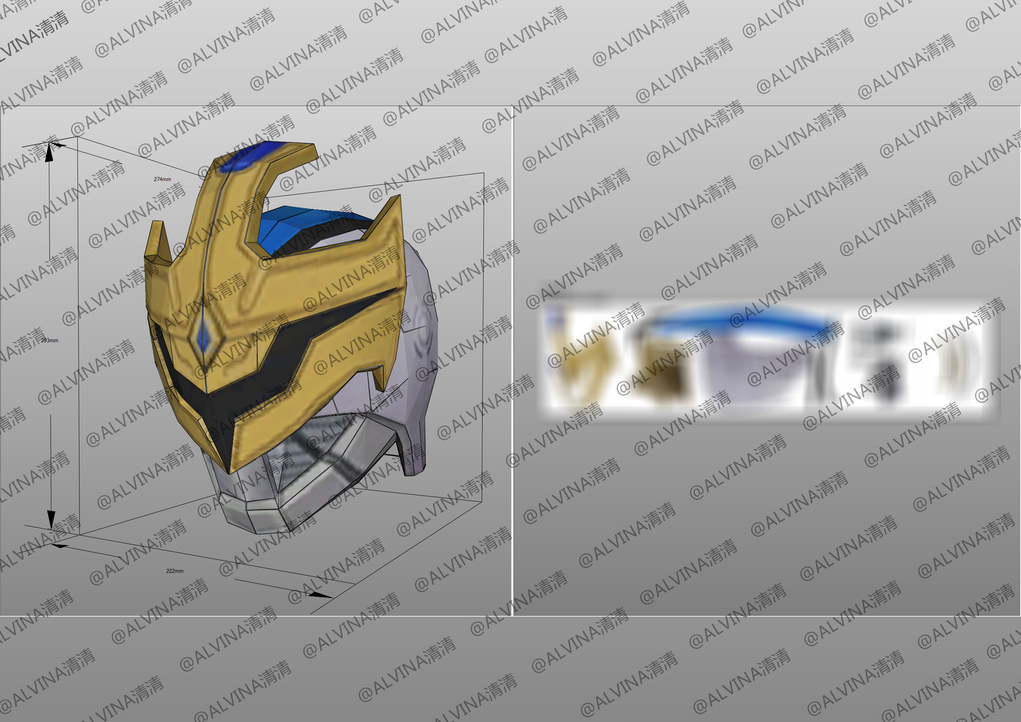 Kamen Rider Ixa Save and Burst Mode Armor - DIY Cosplay Pepakura Low-poly 3D model_13